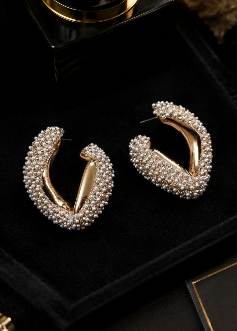 Pearl Eclipse Hoop Earrings