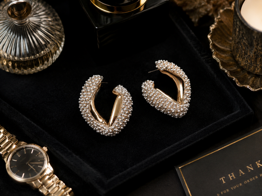 Pearl Eclipse Hoop Earrings