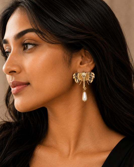 Elephant Pearl Drop Earrings