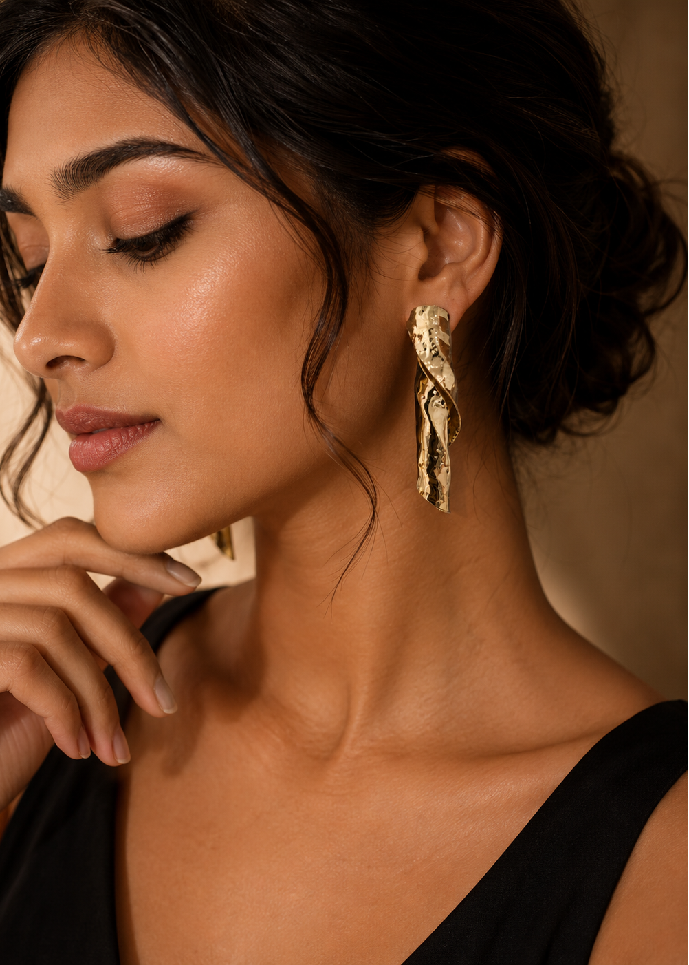 Molten Gold Twist Earrings