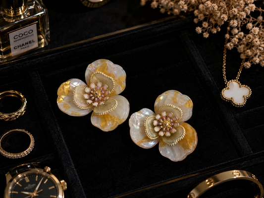 Ivory Bloom Statement Earrings