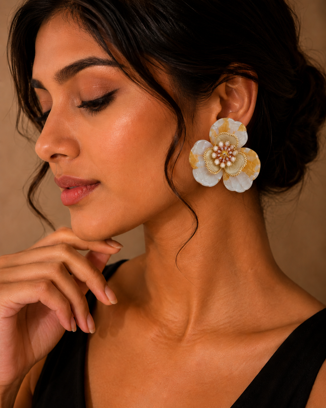 Ivory Bloom Statement Earrings