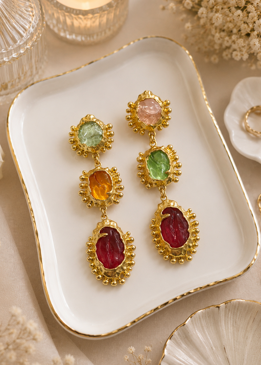 Multicolor Stone Cocktail Earrings