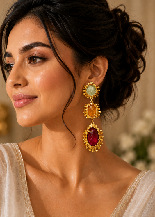 Multicolor Stone Cocktail Earrings