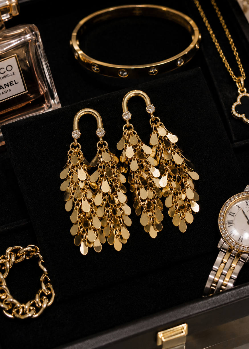Golden Cascade Fringe Earrings
