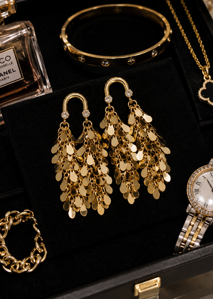 Golden Cascade Fringe Earrings