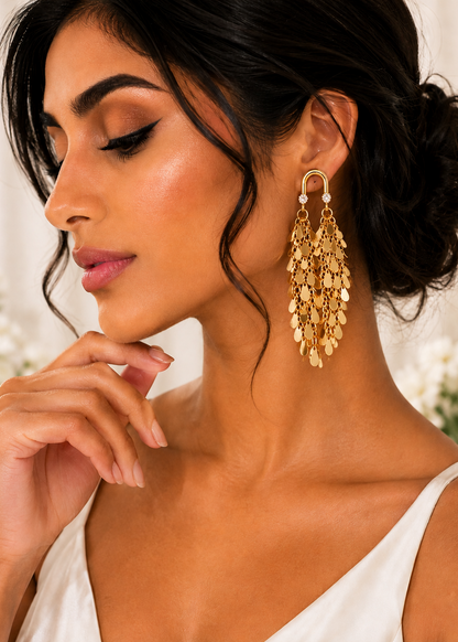 Golden Cascade Fringe Earrings