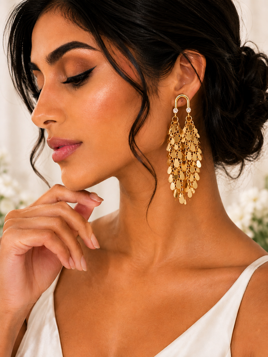 Golden Cascade Fringe Earrings