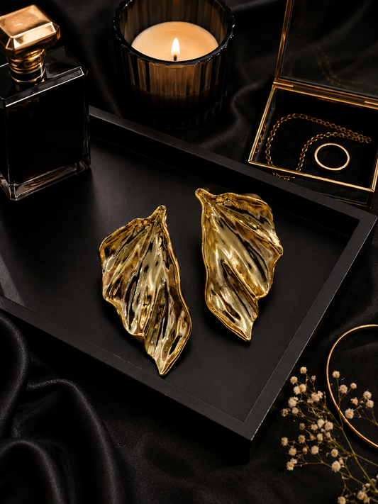 Golden Leaf Statement Earrings