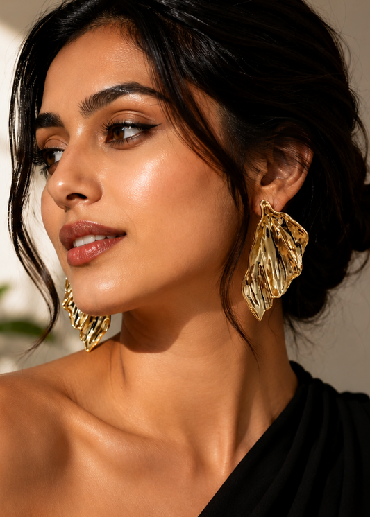 Golden Leaf Statement Earrings