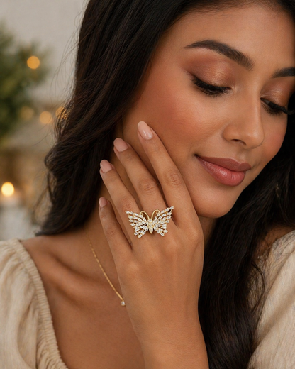 Crystal Wings Butterfly Ring