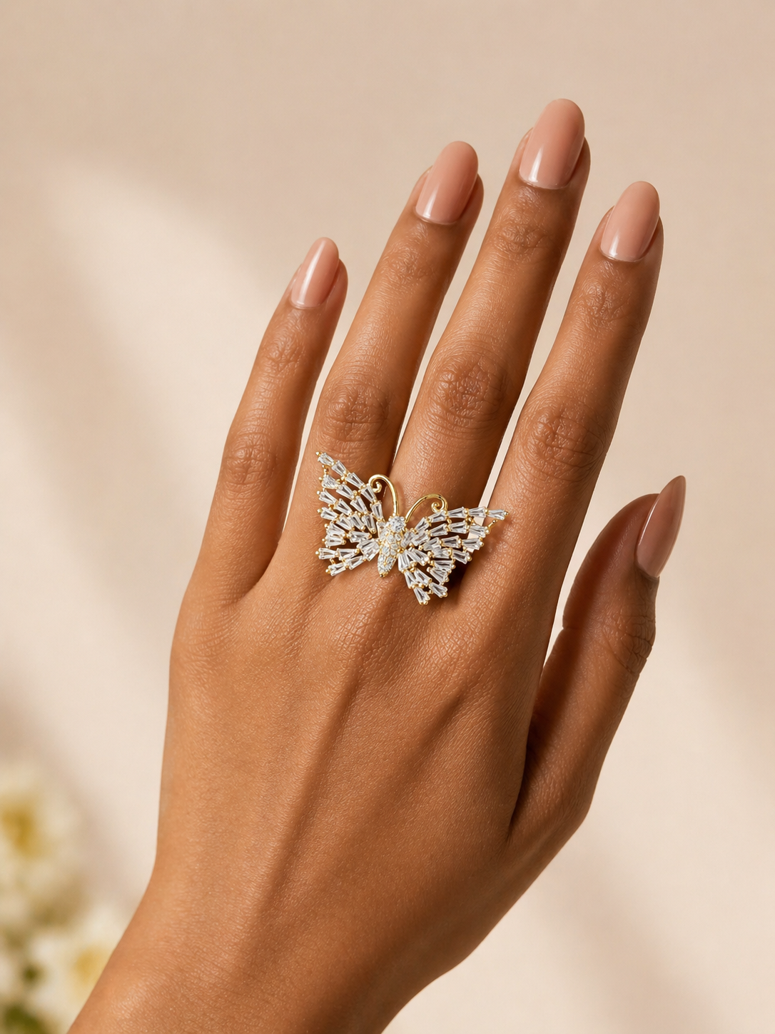 Crystal Wings Butterfly Ring