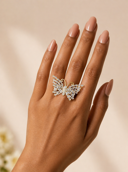 Crystal Wings Butterfly Ring