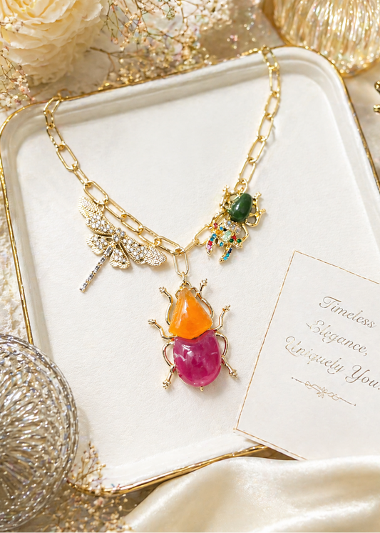 Enchanted Beetle Statement Necklace