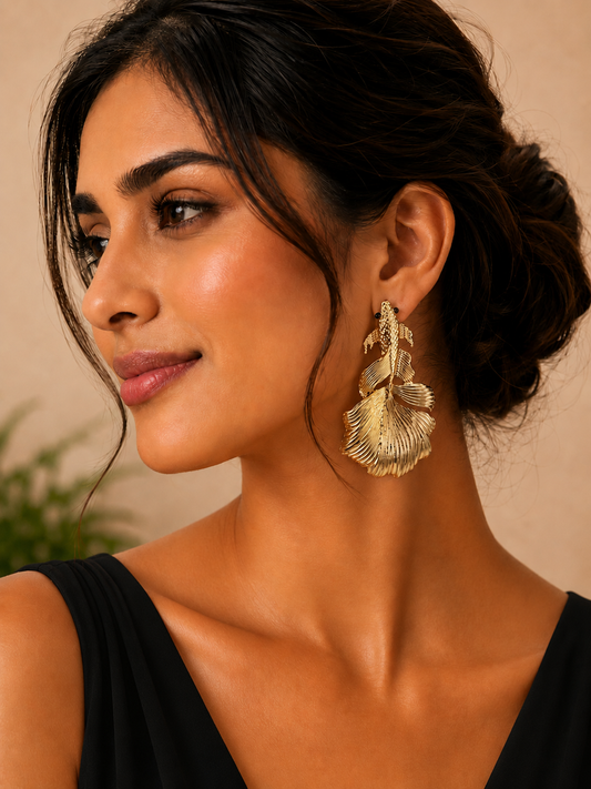 Golden Betta Fish Statement Earrings