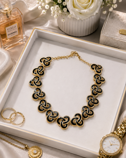 Trinity Black Enamel Necklace