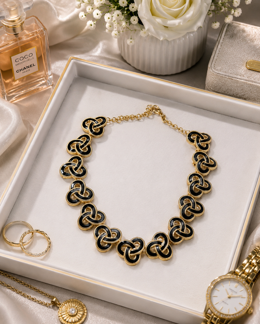 Trinity Black Enamel Necklace