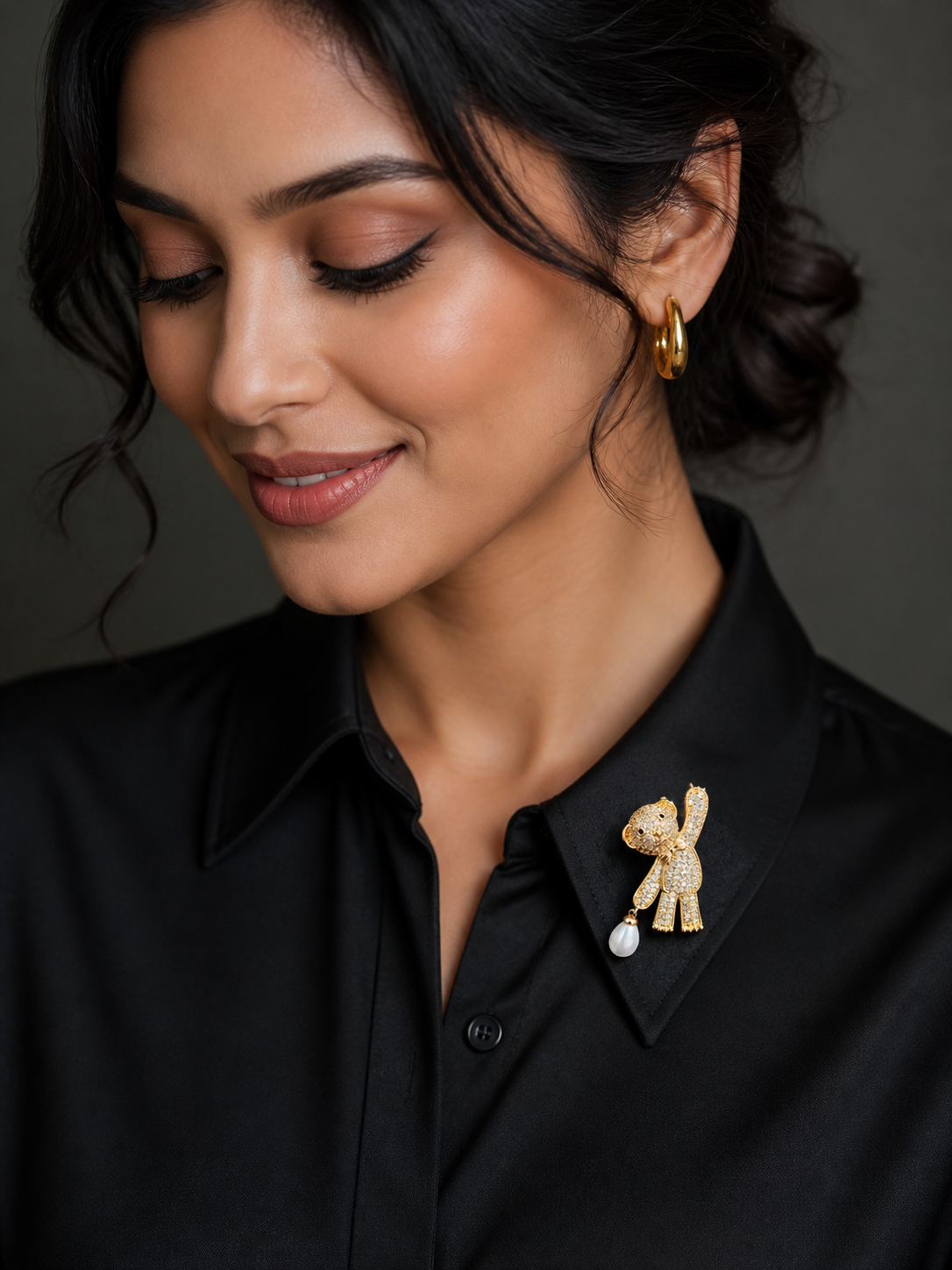Pearl Teddy Brooch