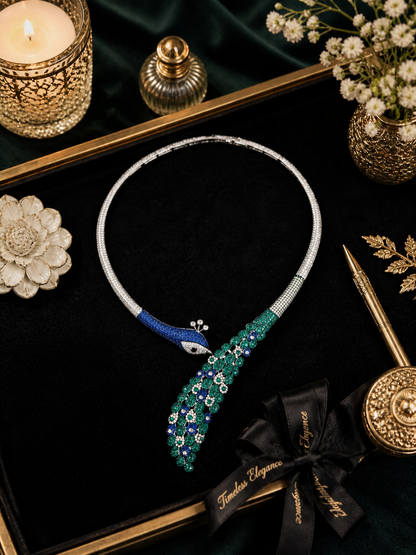 Emerald Peacock Necklace Set