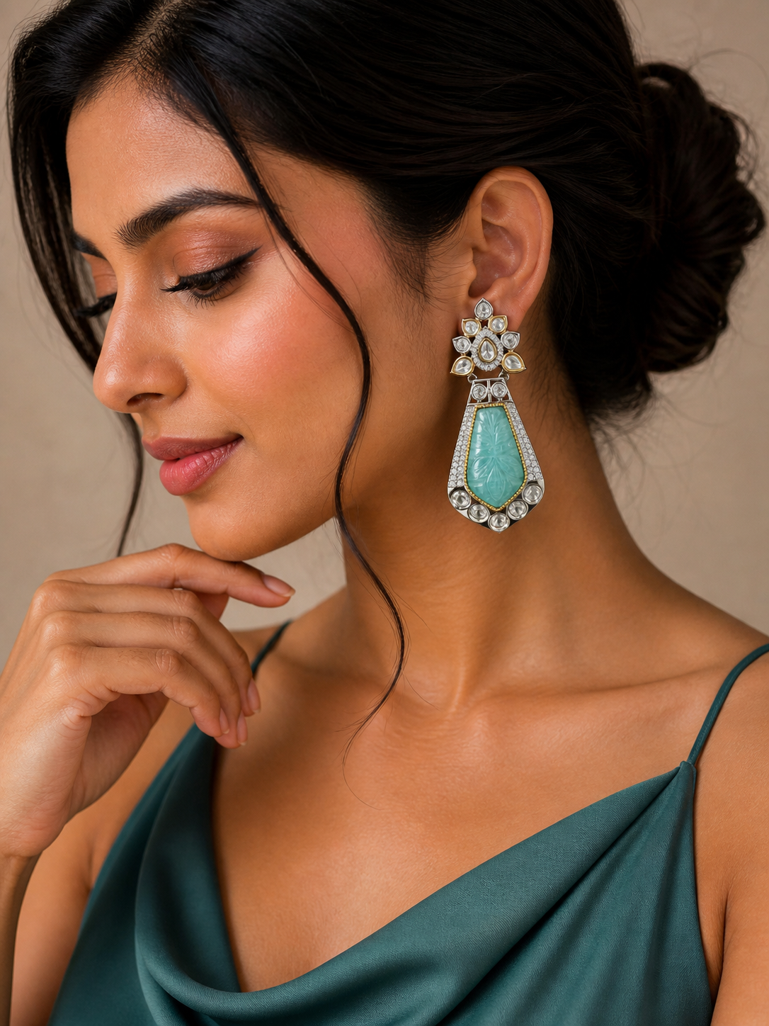 Mint Royale Kundan Drop Earrings