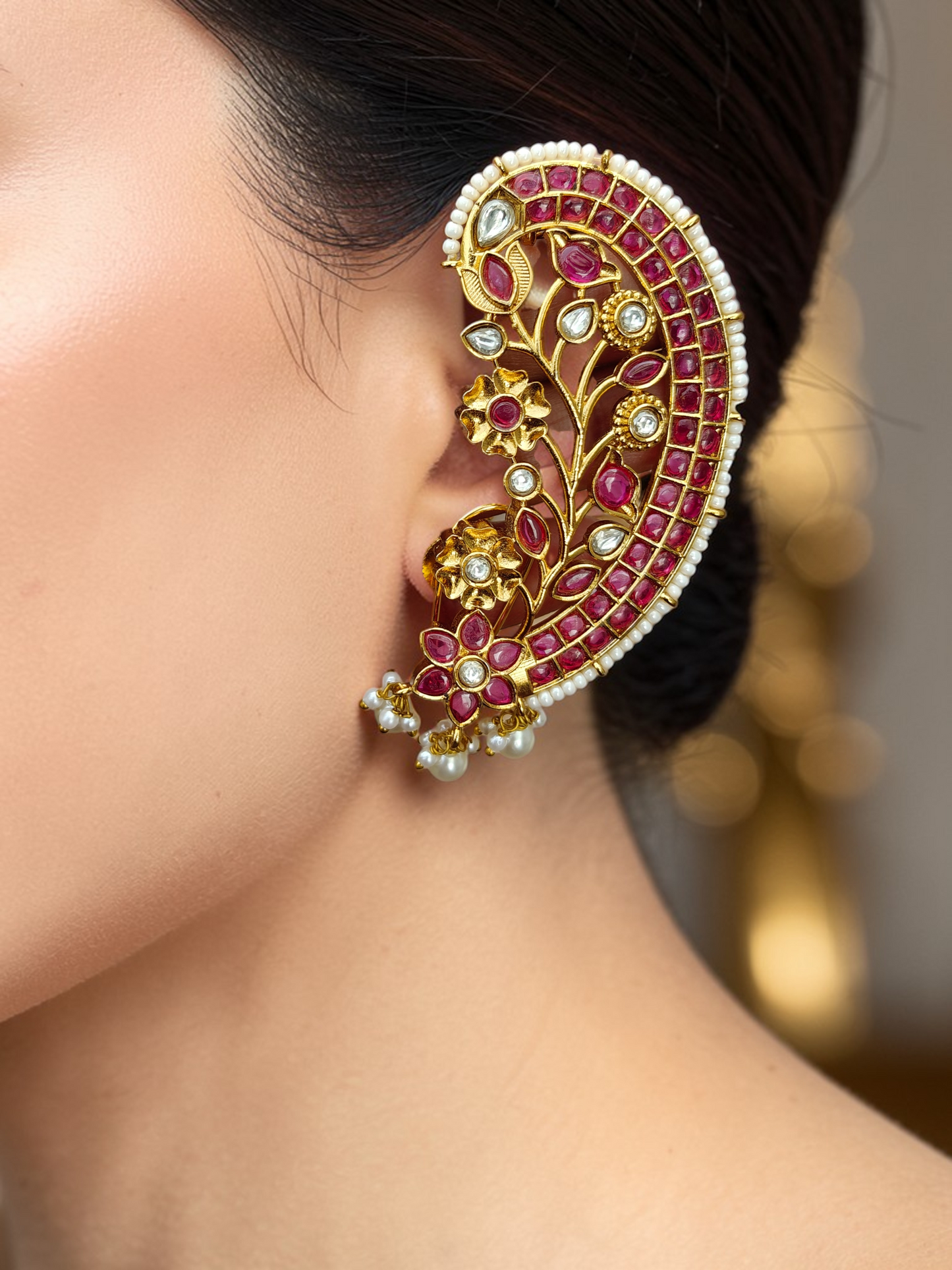 Ruby Bloom Ear Cuff