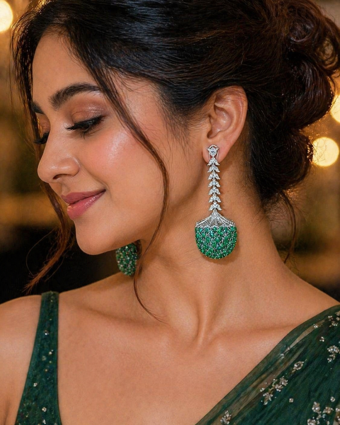 Emerald Drop Chandelier Earrings
