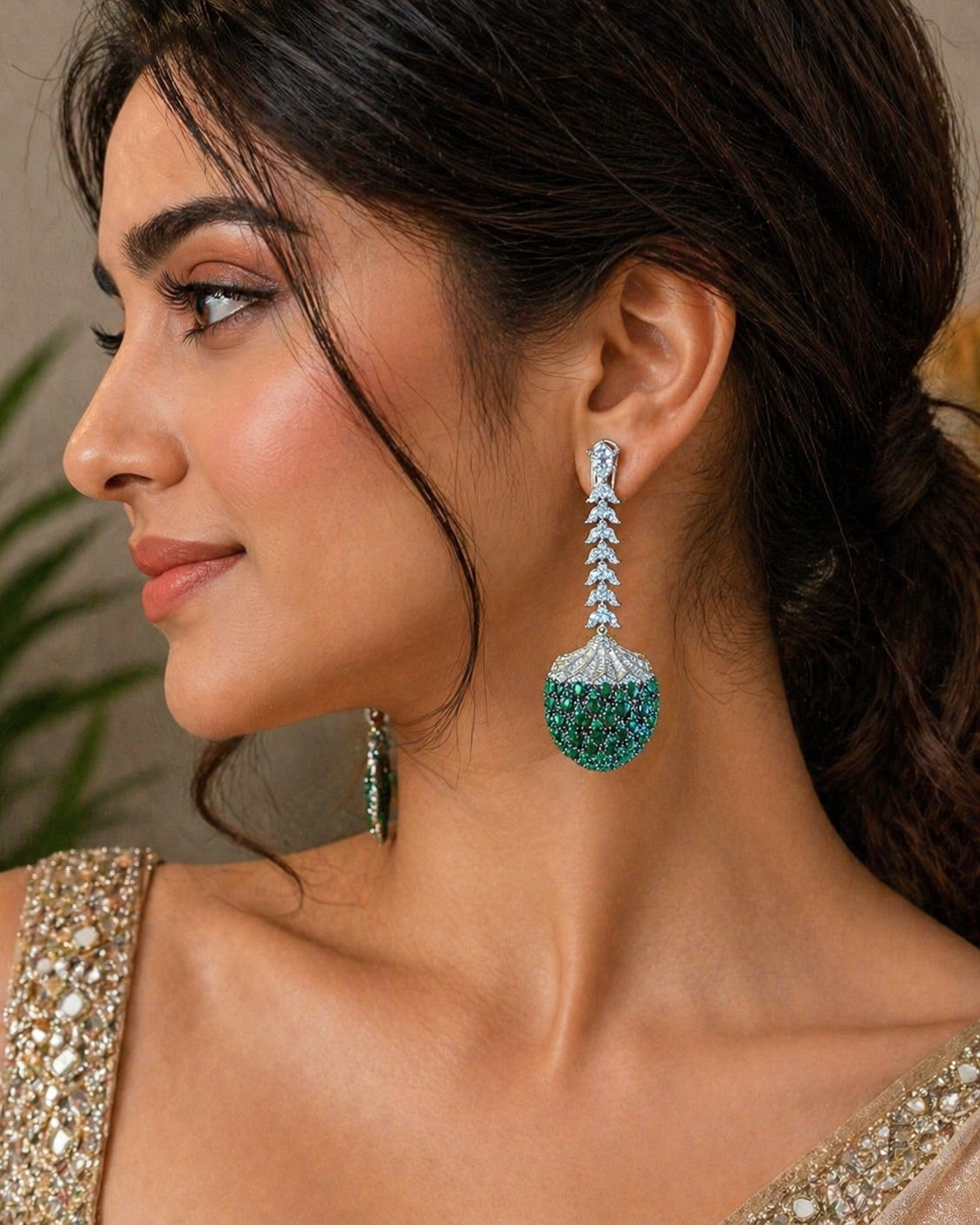 Emerald Drop Chandelier Earrings