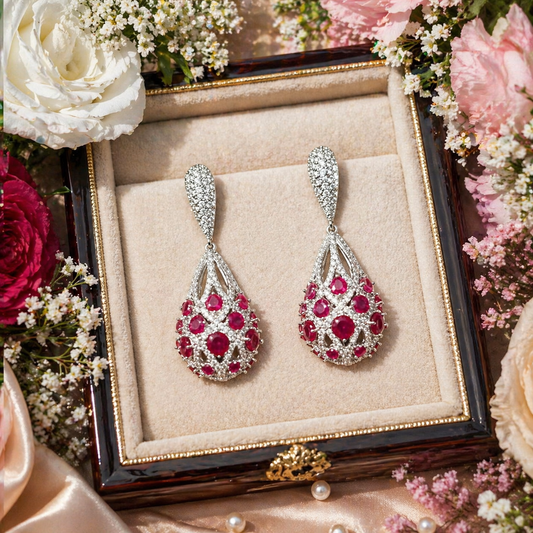 Rosette Drop Chandelier Earrings