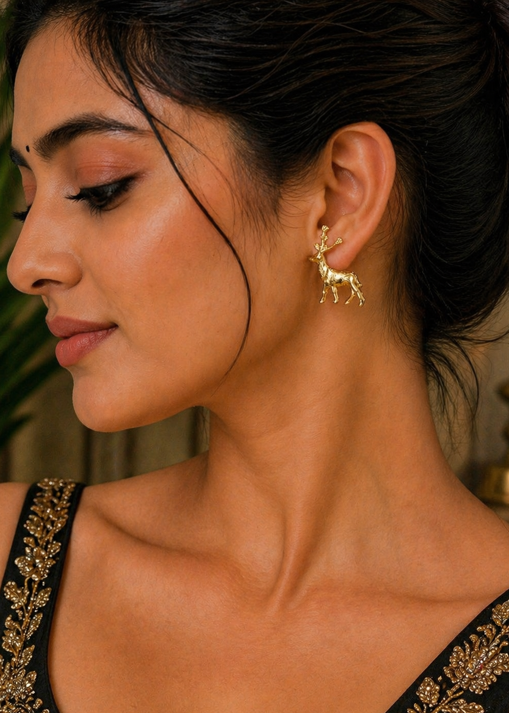Golden Stag Statement Studs