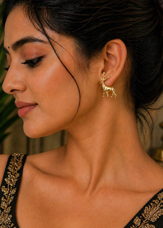 Golden Stag Statement Studs