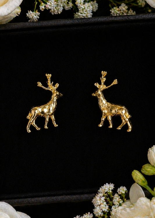 Golden Stag Statement Studs