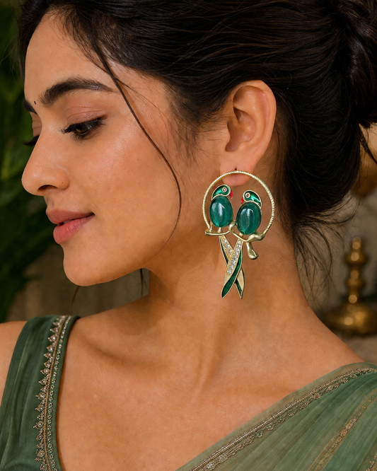 Twin Parrot Pendant Necklace Set