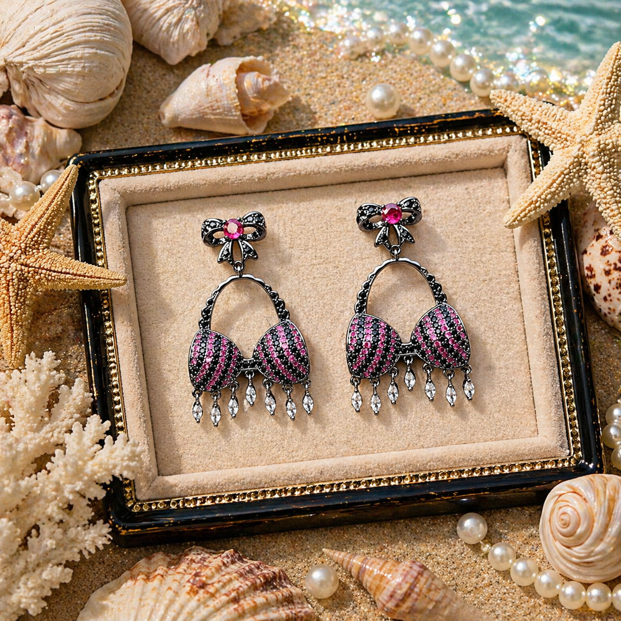 Swimwear Bra Chandelier Earrings