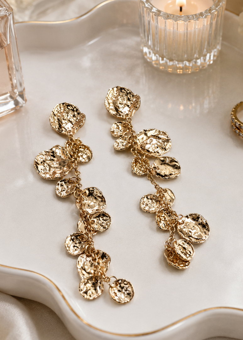 Molten Gold Dangler Statement Earrings
