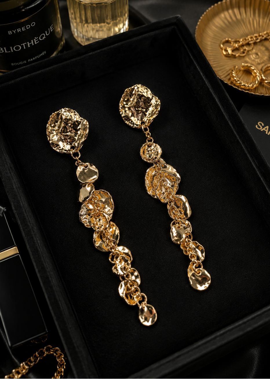 Gold statement dangler earrings