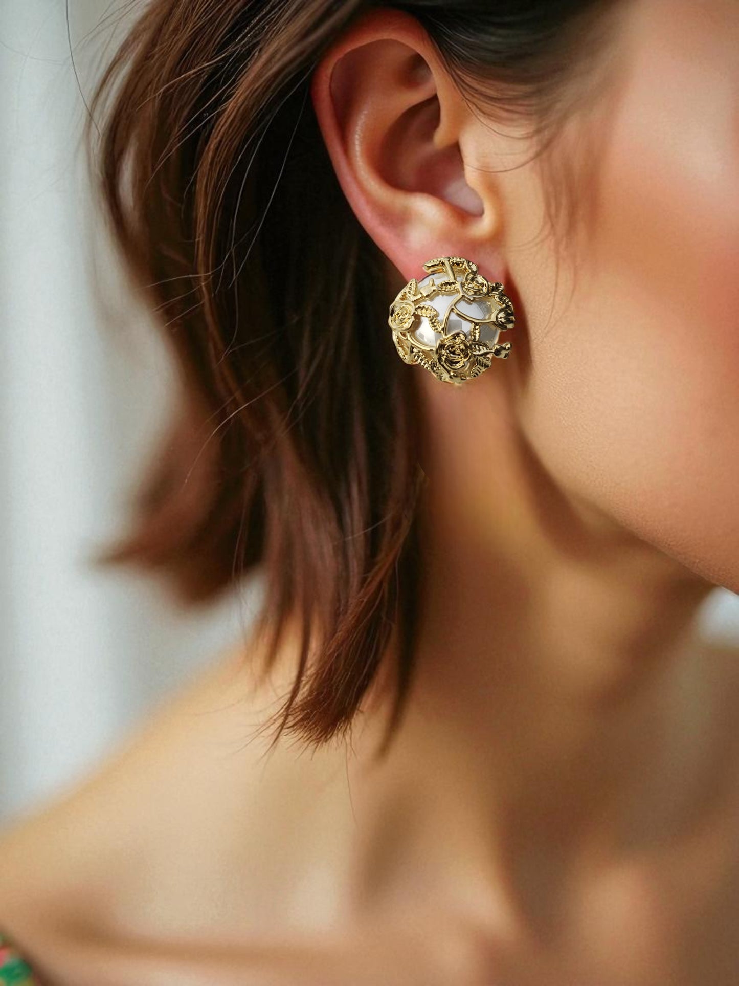 Regal Rose Pearl Earrings