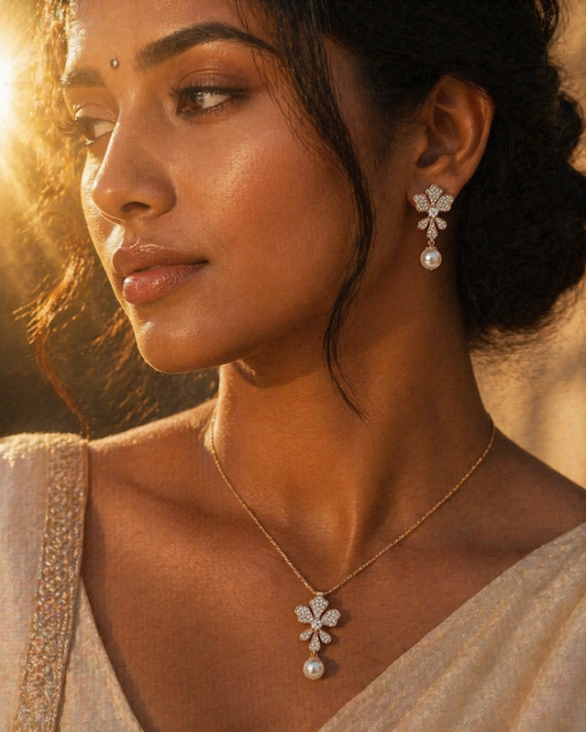 Floral Pendant Necklace Set