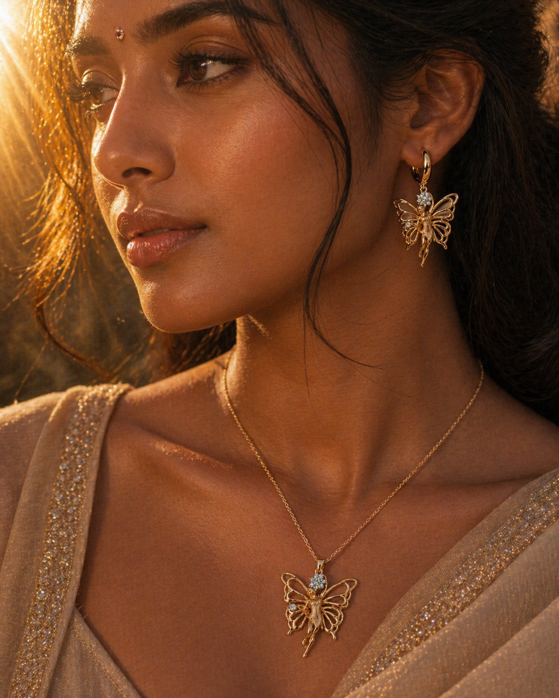 Angel Flutter Pendant Necklace Set
