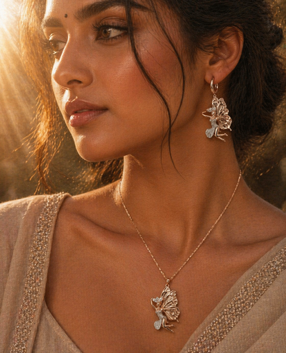 Angel Butterfly Pendant Necklace Set