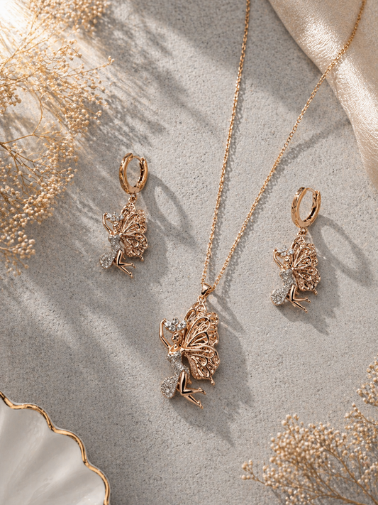 Angel Butterfly Pendant Necklace Set