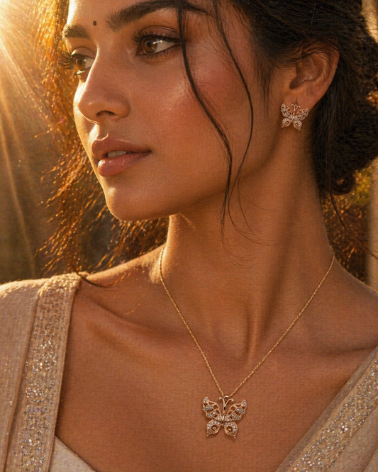 Butterfly Pendant Necklace Set