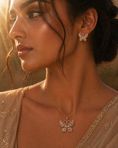Butterfly Pendant Necklace Set