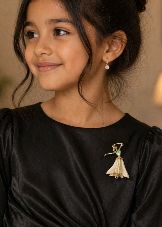 Elegant yellow ballerina brooch for festive and formal wear