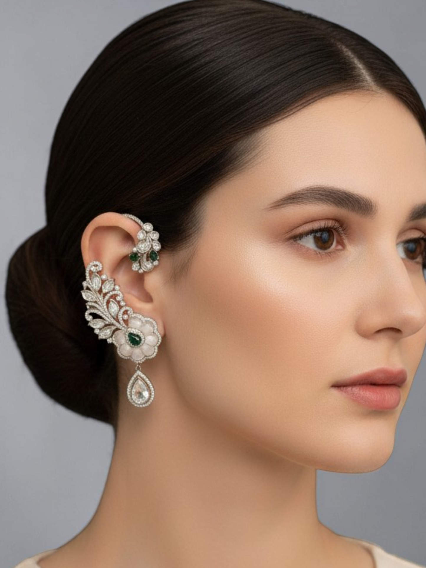 Emerald Bloom Ear Cuff Set